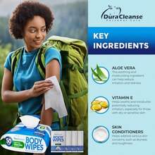 AFRT XL Body Wipes For Adults Bathing Rinse - 50 Ct. + 4 Travel Shower Wipes - 9"X12" Thick Cleansing Bath Wash Sheets For Elderly Incontinence Men And Women - Camping Essentials Disposable Washcloths - 54個裝1個 - 查看 4