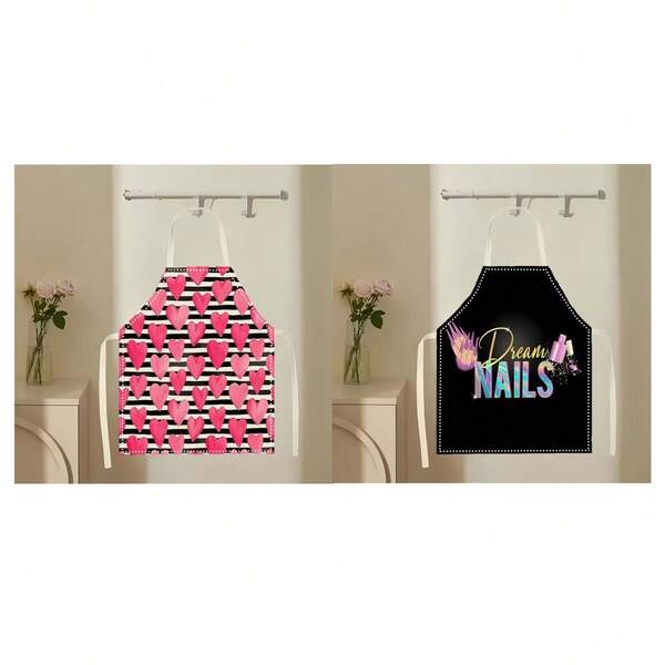 1pc Love Pattern Apron, Creative Fun Fashion Print Home Cleaning Apron, Oil-Proof Easy To Clean Kitchen Cooking Apron, Creative Home Apron