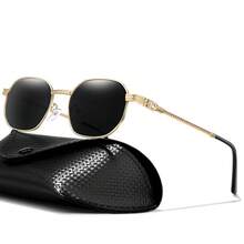 1 Pc Metal Framed Fashionable Glasses, Suitable For Daily Wear, Festival Parties, Shopping, Paired With Glasses Case - Gold - View 7