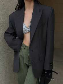 Plus Size Loose Designer Party Personalized Blazer Jacket, Women Casual Mid-Length Formal Coat, Suitable For Banquet, Wedding, Holiday And Party Occasions. A Stylish Formal Jacket For Banquet, Wedding, Holiday And Party Occasions. Spring, Valentine's Day, Carnival, Beach, Birthday