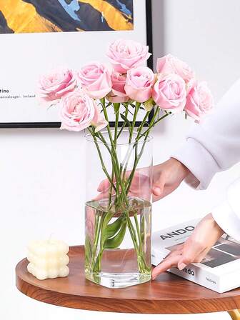 1개 사각 수경 유리 꽃병 투명 꽃병 결혼식 거실 장식용 병 액세서리 꽃꽂이 꽃병 홈 데코레이션