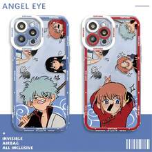 Custodia per telefono con motivo divertente dell'anime giapponese Gintama, compatibile cone 7, 6s, X, 14, 15, Pro, 11, 13, Pro Max, XS, SE, 8 Plus, 12 Mini, XR, in silicone trasparente