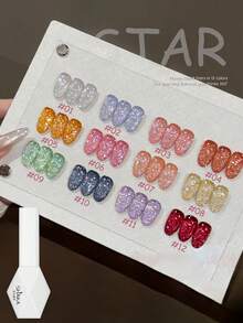 MISS SHAKA 10ml Summer Autumn Nails Halloween Nails Hot Selling Dopamine White Blue Pink Red Burst Broken Diamond Gel Nail Polish Gel 2025 New Style Super Flash Reflective Broken Diamond Nail Salon Nail Art Nail Supplies