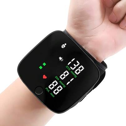 Portable Digital Wrist Blood Pressure Monitor, Home Electronic Blood Pressure Gauge, Heart Rate Pulse Meter