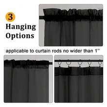 Extra Long Black Sheer Curtains 120 Inches Long 2 Panels Set, Voile Light Filtering Window Drapes For Patio Door/Birthday Party/Hallway Window Guest Room, Each 42Wx120L In, 10FT, Black - 多色154 - 查看 3