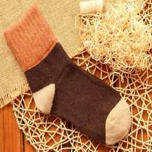 Warm Winter Socks - Heavy Duty Warm Soft Beige/Brown/Black/Navy Blue/Red/Pink Striped Casual Outdoor Sports Socks, Comfort Short Socks/Medium Tube Socks, Durable Tights (Bulk Pack) - Rỉ Nâu - Xem 6