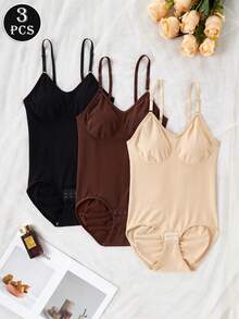 3件套性感无缝束腰提臀连体衣内衣套装 - 彩色 - 查看 1