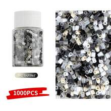 1000 piezas de cuentas Perler negras y blancas de 2,6 mm en botella pequeña rellenable, ligeras y portátiles, adecuadas para manualidades de accesorios DIY y decoración