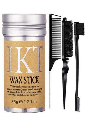 Set de cepillo para el cabello y barra de cera para el cabello - Domina el frizz y alisa los pelos rebeldes - Coletas, moños y bordes lisos - Crema/gel/bálsamo/barra de pomada para el peinado para mujeres - Accesorios de peinado para niñas