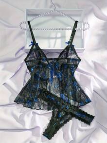 weiweihu Ladies Rose Red Lace Sexy Underwear Set 2-Piece Set Lencería Sexy De Mujer   Lingerie Set>Set   Christmas Lingerie Halloween Costumes For Women Halloween Costumes  Lingerie Set  Lenceria Sexy Para Mujer Pajamas Sets For Women  Christmas Outfit Women  Christmas Pjs Christmas Lingerie  Pajamas Sets For Women Night Gown Women Matching Sets For Women Christmas Pajamas Winter Clothes For Women - 藍黑 - 查看 4