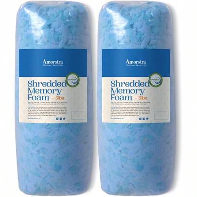 Amorstra Bean Bag Filler Shredded Memory Foam Filling 10 Pounds Pillow Stuffing Refill Material For Pouf Ottoman Couch Cushion Dog Bed Stuffed Animals And Art Crafts Blue 5lbs*2