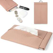 Fashionable Hanging Paper Towel Holder PU Leather Paper Towel Holder Storage Box With Side Pocket Trash Bag With Carabiner Portable Trash Can Outdoor Trash Can Washable And Reusable Cute Multifunctional Box - Multicolor - View 10