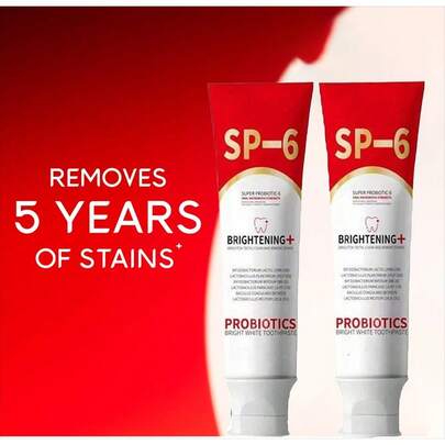 2 Pcs  Probiotics Bright White Toothpaste , Teeth Whitening Toothpaste , Enamel- Formula, Helps Remove Tea, Coffee, And Wine Stains, Sparkling White, 120g