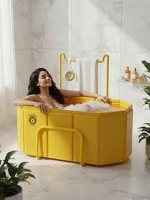 Bañera plegable para adultos de uso doméstico con diseño reforzado para mayor comodidad de baño; sin instalación requerida; portátil y fácil de almacenar; apto para baños de hielo y baño regular; viene con un toallero complementario; ideal como regalo. Decoración de baño, accesorios de baño de verano, de vuelta a la escuela - Multicolor - Ver 13