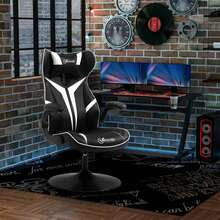 Vinsetto Gaming Chair Ergonomic Computer Chair With Rocking Function Swivel Chair Height Adjustable Steel Black+White 67 X 75 X 106-112 Cm - White - View 8