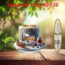 Lodge Style Acrylic 3D Candle Christmas Scene Tabletop Decoration - Pop Culture Theme, Multipurpose Acrylic Decor For Home, Cafe, Office - No Text