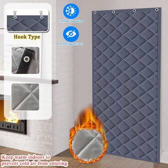 AIYYIPA 1 pieza Cortina de puerta de invierno, estilo de gancho, fácil instalación, cortina de puerta a prueba de viento y cálida, cortina divisoria de privacidad para el hogar, adecuada para sala de estar, entrada, garaje, cortina de puerta con aislamiento térmico