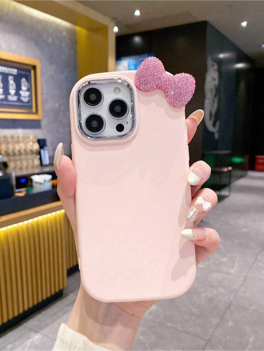 Compatible With IPhone 17/17 Air/17 Pro/17 Pro Max/16/16 Pro/16 Plus/16 Pro Max 16 15 14 13 12 11 Pro Max X XR 7 8 Plus. Cute 3D Full Diamond Bow Glitter Pink Soft Phone Case, Fashionable And Shock-Resistant - 粉紅色 2 - 查看 1