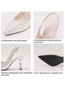 Women's Kitten Heel Pumps, High Heel Pointed Toe Patent Leather Stiletto Heels Red Wedding Shoes Bridesmaid Shoes Versatile Elegant Mature Lady Ankle Strap Sandals - Silver - View 9