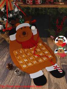1pc Santa Christmas Advent Calendar Felt Hanging Reusable Calendar Decorations For Christmas Party,New Year,Holiday Wall Door Gift Home Decor Supplies Christmas Decorations Room Decor Winter Christmas Decorations Home Christmas Gifts Christmas Decor - Multicolor - View 12