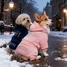 1 pieza Mono acolchado y reforzado para gatos y perros, color rosa y azul marino, diseño de 4 patas, ropa de mascota para otoño/invierno - Multicolor - Ver 12