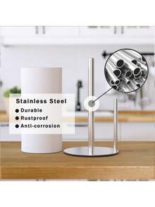 1pc Paper Towel Holder Countertop , Premium Stainless Steel Kitchen Roll Dispenser, Easy To Install,Countertop Roll Organizer With Weighted Base - Multicolor - View 4