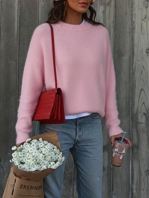 Suéter holgado de punto cálido, de estilo coreano de moda, versátil para ir al trabajo y uso casual, otoño/invierno