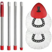 2 Spin Mop Head Replacement, 1 Base, 1 Mop Handle (30-58in) Combo Mops Set Compatible With OCedar EasyWring RinseClean Microfiber Mops (White (1- System))(White (1-Tank System)) - Loại 1 - Xem 2