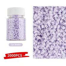 1000 piezas de cuentas Perler de 2.6mm de color púrpura en un frasco recargable pequeño, ligero y portátil, adecuado para accesorios DIY y decoración de manualidades