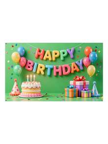 1pc Happy Birthday Backdrop With English Letters Decoration Hanging Cloth Party Decor Prop