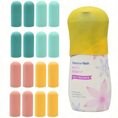 Multi-Functional Silicone Travel Covers - Vibrant Colors (Pink, Yellow, Green, Blue) - Durable And Leak-Proof, Suitable For Skincare, Cosmetics, Toiletries - Ideal For Travel And Everyday Use, Travel Toiletry Storage, Fun Design, Secure Cap Feature