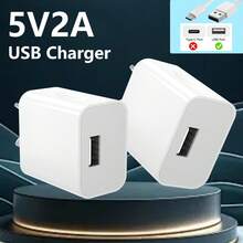 Bộ 2 sạc USB 5V2A, bộ chuyển đổi nguồn cổng USB-A, bộ chuyển đổi phích cắm tương thích với iPhone 14/13/12, Galaxy, máy đọc sách điện tử, MP3, điện thoại thông minh (Màu trắng) - Xem 3