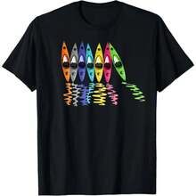 Colorful Kayaks Outdoor Adventure Kayaking Boating T-Shirt - 黑色 - 查看 1