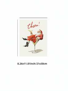 1pc Frameless Cheers Santa Poster Fun Vintage Christmas Wall Art Retro Holiday Cocktail Print Festive Canvas Painting For Living Room Bedroom Dorm Room Decor Poster Funky Posters Room Decor Bedroom Prints For Wall Vintage Santa Art Holiday Cocktail Poster Retro Christmas Decor - Multicolor - View 14