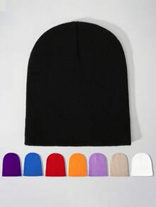 1 件 Y2K 风格时尚纯色针织帽，多用途保暖冬季便帽，适合街头、派对、户外活动、秋冬季服装 - 針織帽 - 查看 17