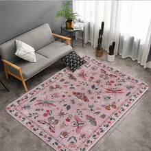 [Soft Insect Print Rug] Soft Modern Insect Print Area Rugs, Non Slip Washable Rugs For Living Room Rug, Ultra-Thin Large Carpet For Dining Room Office Bedroom - Pink - View 12