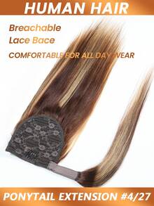 夹式马尾辫真人发片接发马尾辫中棕色 4/27 真发挑染直发接发 女士 - S4/27 - 查看 3