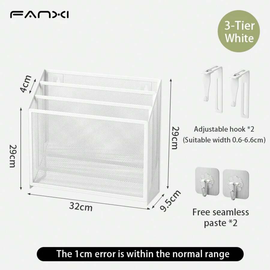 Organizador de archivos de escritorio de malla de 5 niveles, soporte de organización de documentos de montaje en pared colgante, estante de soporte de carpetas de papel de correo Vertical de escritorio - Blanco - Ver 1