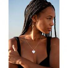 U7 Women Locket Necklace Platinum 14K Gold Photo Lockets That Hold Picture,Chain 20 Inch Person.Alized Gift Custom Love Heart Image Necklaces{Inchcolor_nameinch:Inch03#Platinum*2Heartinch} - 03#Bạch kim*2Trái tim - Xem 3