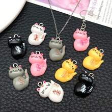 5/10pcs Cartoon Cute Cat Themed DIY Cream Glue Phone Charms, Necklace, Bracelet, And Earring Pendant Resin Accessories. - One Size - View 5