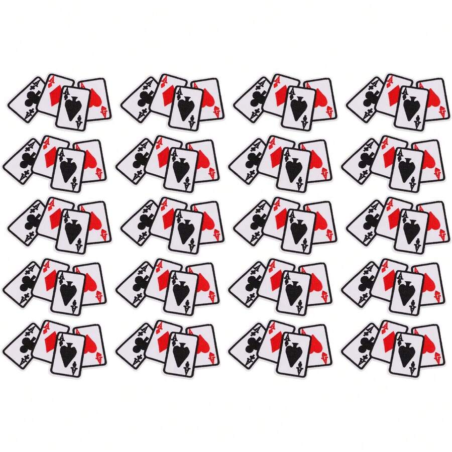 Parche Bordado de 20 Piezas, Parche de Naipes para Coser y Planchar, Aplicaciones Decorativas de Tela en Algodón para Jeans, Chaquetas, Ropa, Bolsos, Zapatos, Gorras, Sombreros, Mochilas, Accesorios de Bricolaje - 1 - Ver 1