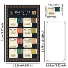 2 hojas de calendario vintage 2026 con notas, pegatinas de índices autoadhesivos, pestañas divisoras adhesivas con etiquetas mensuales de 2026.01 a 2027.04, marcadores de página de planificador semanal - Multicolor - Ver 2