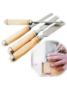 طقم من 4 قطع، أدوات نحت خشبية، أداة خاصة للنجارة بمقبض خشبي، مقبض خشبي صلب من الصلب 50، أداة نحت للطحن المستوي