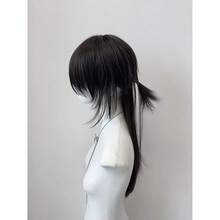 Peluca sintética de fibra larga y recta con flequillo, con cabeza de medusa de color marrón oscuro/negro, para fiesta de Halloween - NEGRO MARRÓN - Ver 4