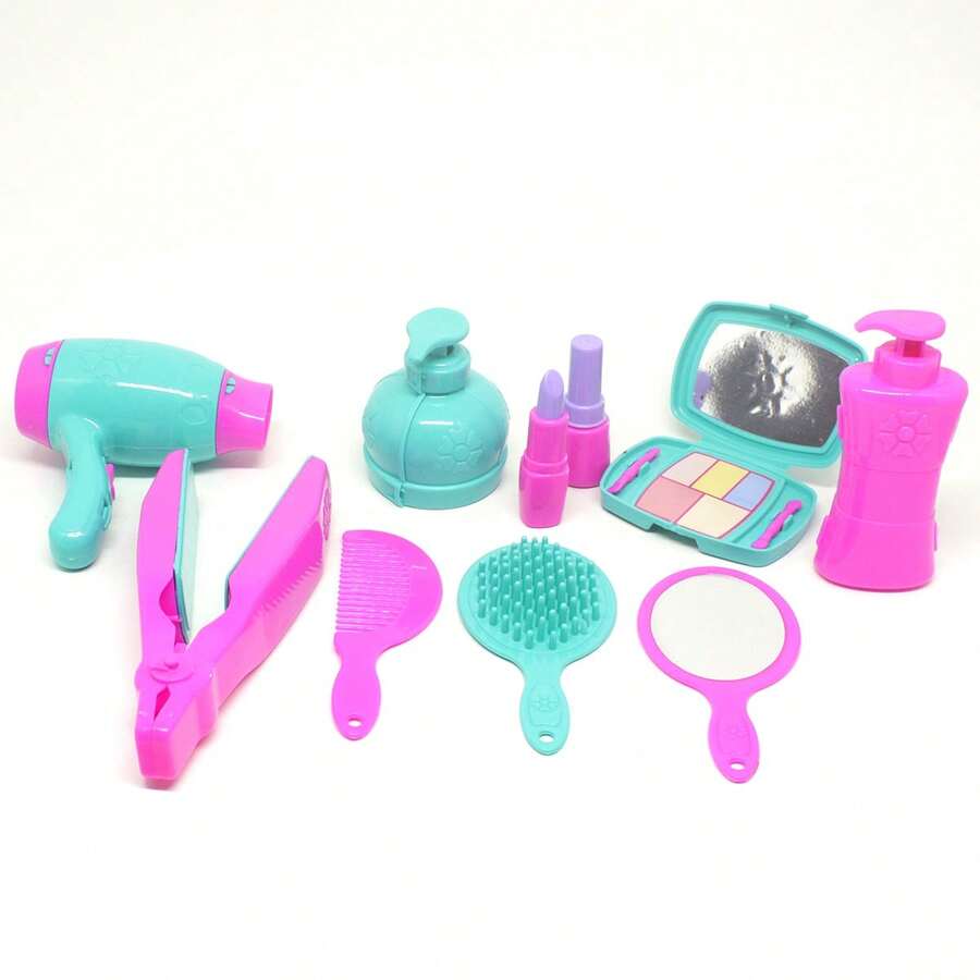 Children's Beauty Kit Toy For Girls, Makeup For Pretend Play - 玫紅色 - 查看 1