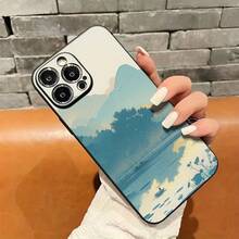 Funda de Teléfono con Paisaje, Diseño de Reflexión Tranquila, Adecuada para los Modelos 16/15/14/13/12 Pro Plus Promax, Material TPU Protección Antigolpes, Gran Opción de Regalo para Familia, Amigos, Niños para Cumpleaños, Año Nuevo, Día de San Valentín - Colores mixtos - Ver 5