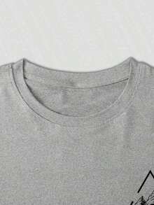 Camiseta Masculina Estampada Geométrica de Montanha para Homens Street Moda Verão Promoção - Cinza - Visão 2