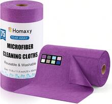 Tear Away Dish Cloths Rolls, 75 Sheets-11.8" X 11.8", Reusable Washable Dish Towels For Kitchen, Ultra Absorbent And Quick Drying Microfiber Cleaning Rags, Purple,25865139 - Purple - View 1