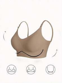 Women'S Sexy Elegant Backless Push-Up Bra - U-Shaped, X-Back With Removable Adjustable Straps, Seamless Nylon Lingerie, High Support, Hand Washable, Backless Dress Accessory|Detachable Strap Bra|Nylon Fabric - Màu Khaki - Xem 5