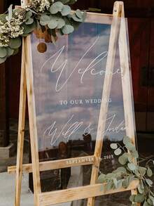 1个透明空白亚克力DIY婚礼入口指示牌，亚克力欢迎牌，婚礼欢迎牌，亚克力婚礼标牌，可定制婚礼标识，适用于生日派对、主题派对、情人节、室内/室外婚礼场地指示牌（多种尺寸可选）